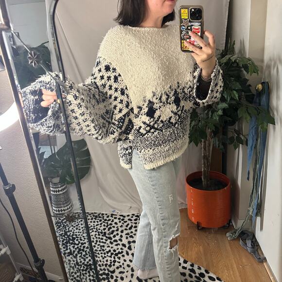 Free People Midnight Beach Rib Sweater In Evening Ivory Combo Small - Picture 4 of 6